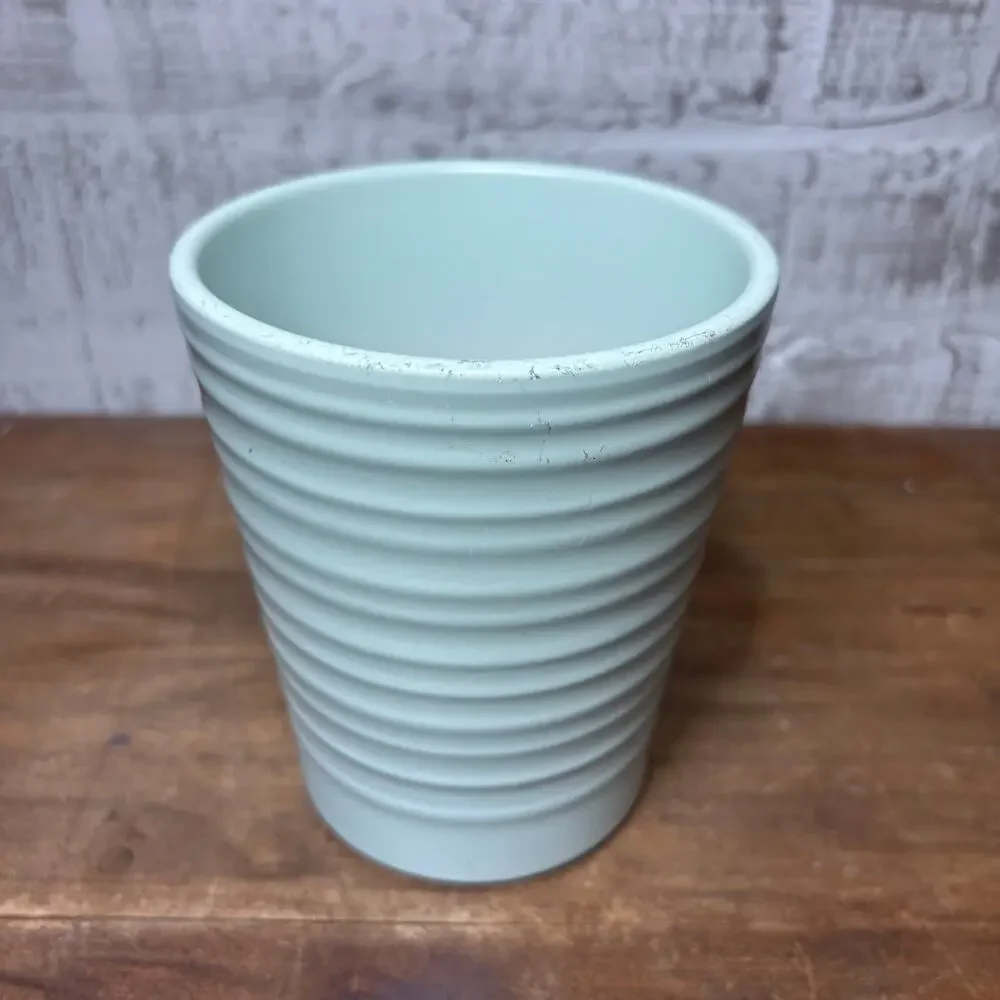 Vintage Mint Green Ribbed German Ceramic Pot made in Germany